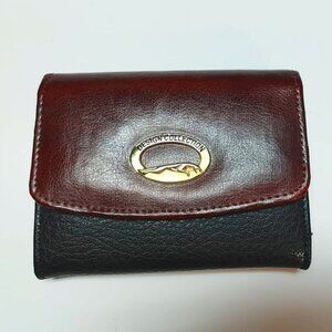 Design Collection Women Black Burgundy Leather Wallet Snap closure, Gift for Her